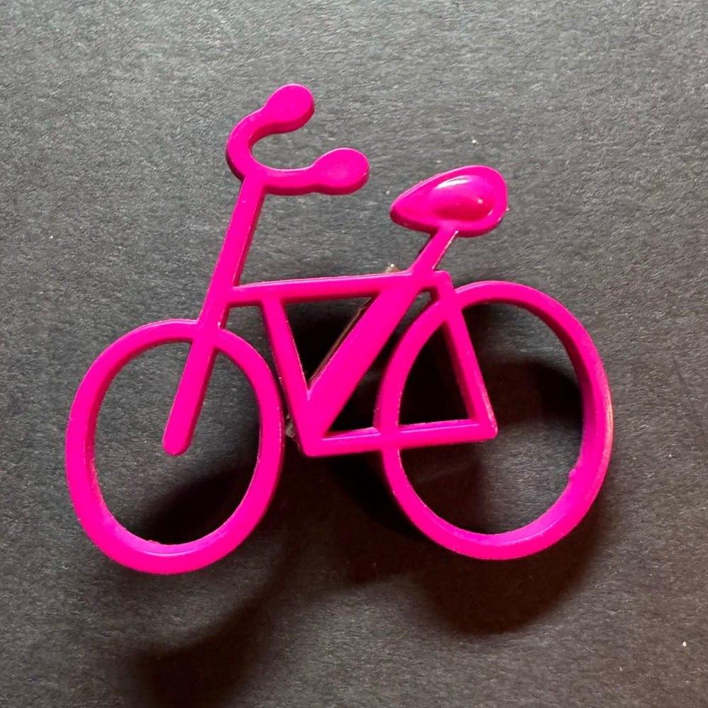 Bicycle Lapel Pin or Brooch | 80's Retro Hot Pink Plastic | Bike